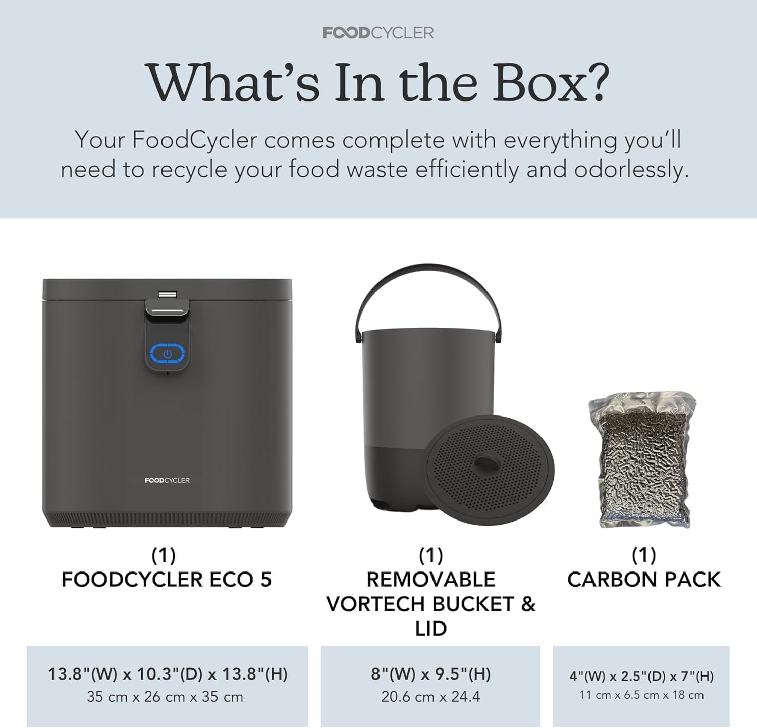 Eco 5 Award-Winning Kitchen Food Recycler | Indoor Composter Bin Alternative | Grey