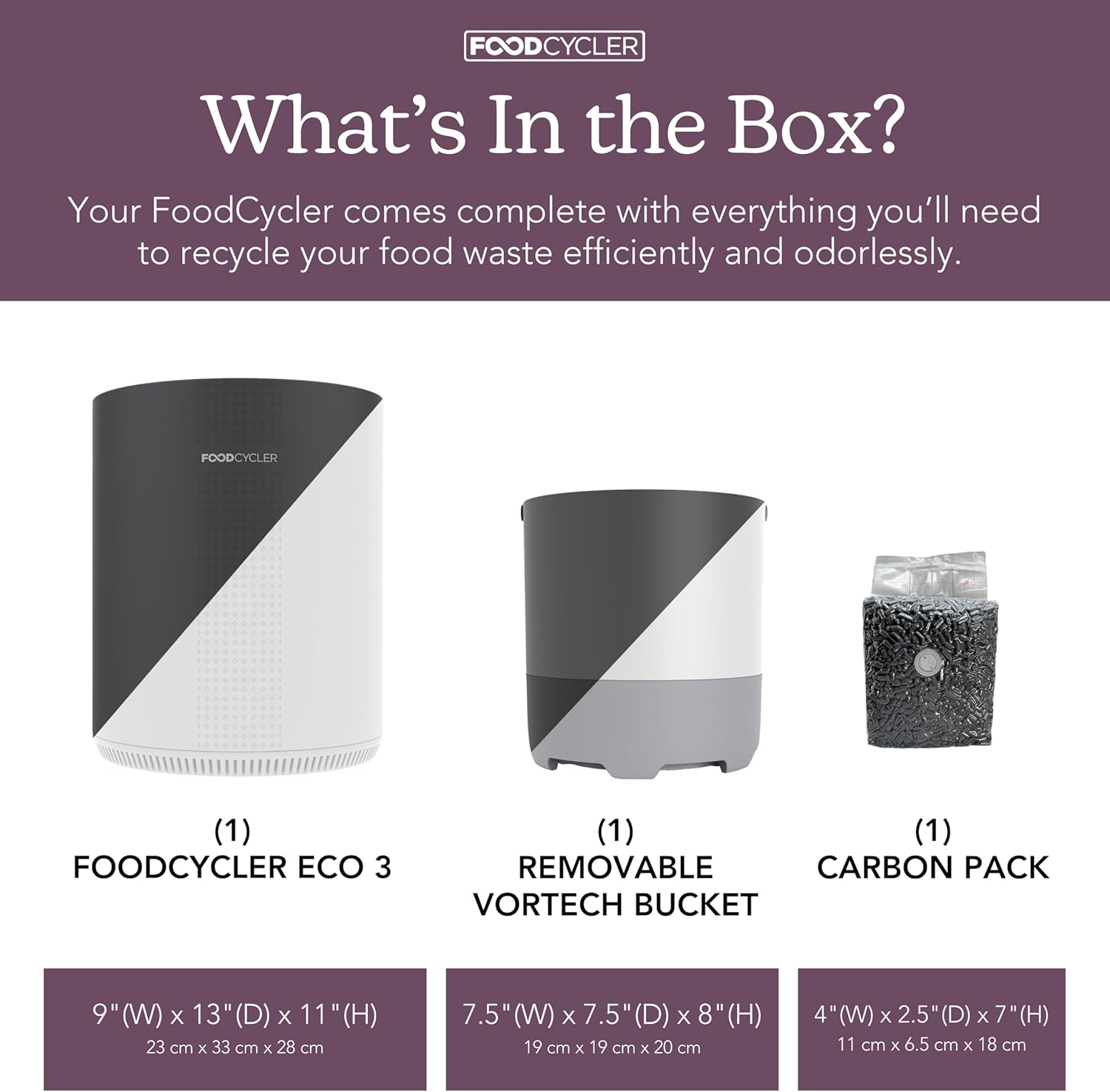 Eco 3 Compact Kitchen Food Recycler | Indoor Composter Bin Alternative | Grey