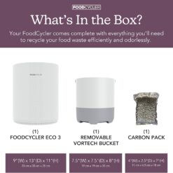 Eco 3 Compact Kitchen Food Recycler | Indoor Composter Bin Alternative | White