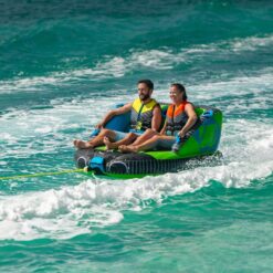 ZUP Zoom 2-3 Person Towable Heavy Duty Deck Tube for Boating with Dual Quick-Connect Tow Hooks, Padded Handles, Full Nylon Cover and Neoprene Body Pads