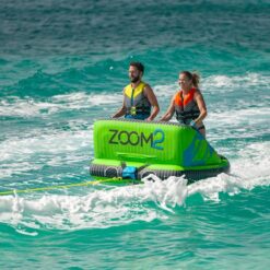 ZUP Zoom 2-3 Person Towable Heavy Duty Deck Tube for Boating with Dual Quick-Connect Tow Hooks, Padded Handles, Full Nylon Cover and Neoprene Body Pads