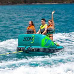 ZUP Zoom 2-3 Person Towable Heavy Duty Deck Tube for Boating with Dual Quick-Connect Tow Hooks, Padded Handles, Full Nylon Cover and Neoprene Body Pads