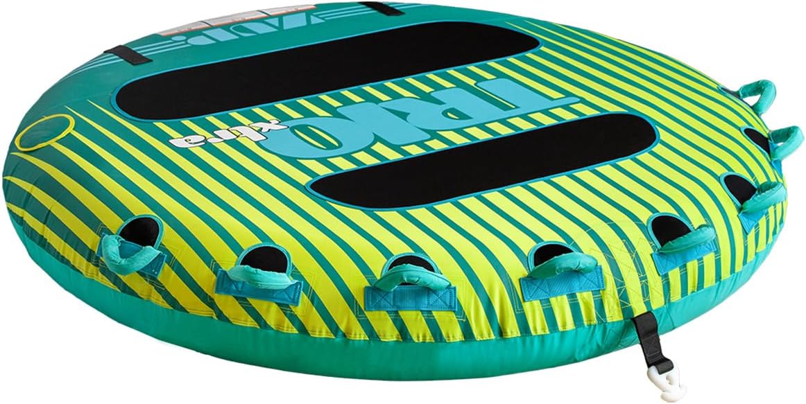 ZUP Xtra 2 & 3 Person Heavy Duty Towable Deck Tube for Boating with 6 Padded Handles, Quick-Connect Tow Hook, Full Nylon Cover