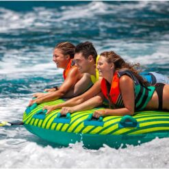 ZUP Xtra 2 & 3 Person Heavy Duty Towable Deck Tube for Boating with 6 Padded Handles, Quick-Connect Tow Hook, Full Nylon Cover