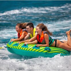 ZUP Xtra 2 & 3 Person Heavy Duty Towable Deck Tube for Boating with 6 Padded Handles, Quick-Connect Tow Hook, Full Nylon Cover