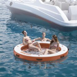 Inflatable Water Hammock Floating Dock Mesh, 10FT/8FT Sunchill Float Ring Heavy Duty River Floats Lake Raft