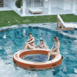 Inflatable Water Hammock Floating Dock Mesh, 10FT/8FT Sunchill Float Ring Heavy Duty River Floats Lake Raft