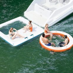 Inflatable Water Hammock Floating Dock Mesh, 10FT/8FT Sunchill Float Ring Heavy Duty River Floats Lake Raft