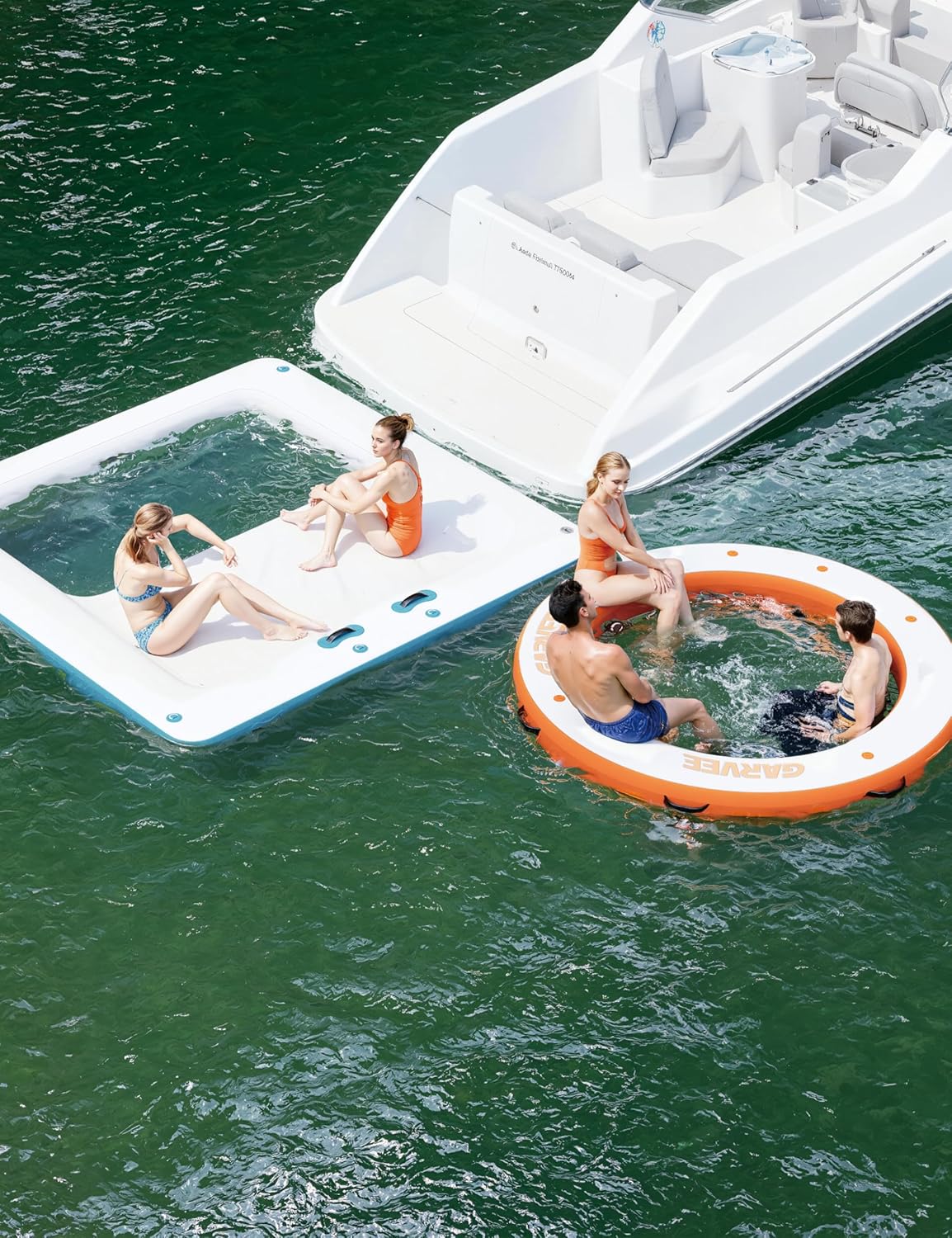 Inflatable Water Hammock Floating Dock Mesh, 10FT/8FT Sunchill Float Ring Heavy Duty River Floats Lake Raft
