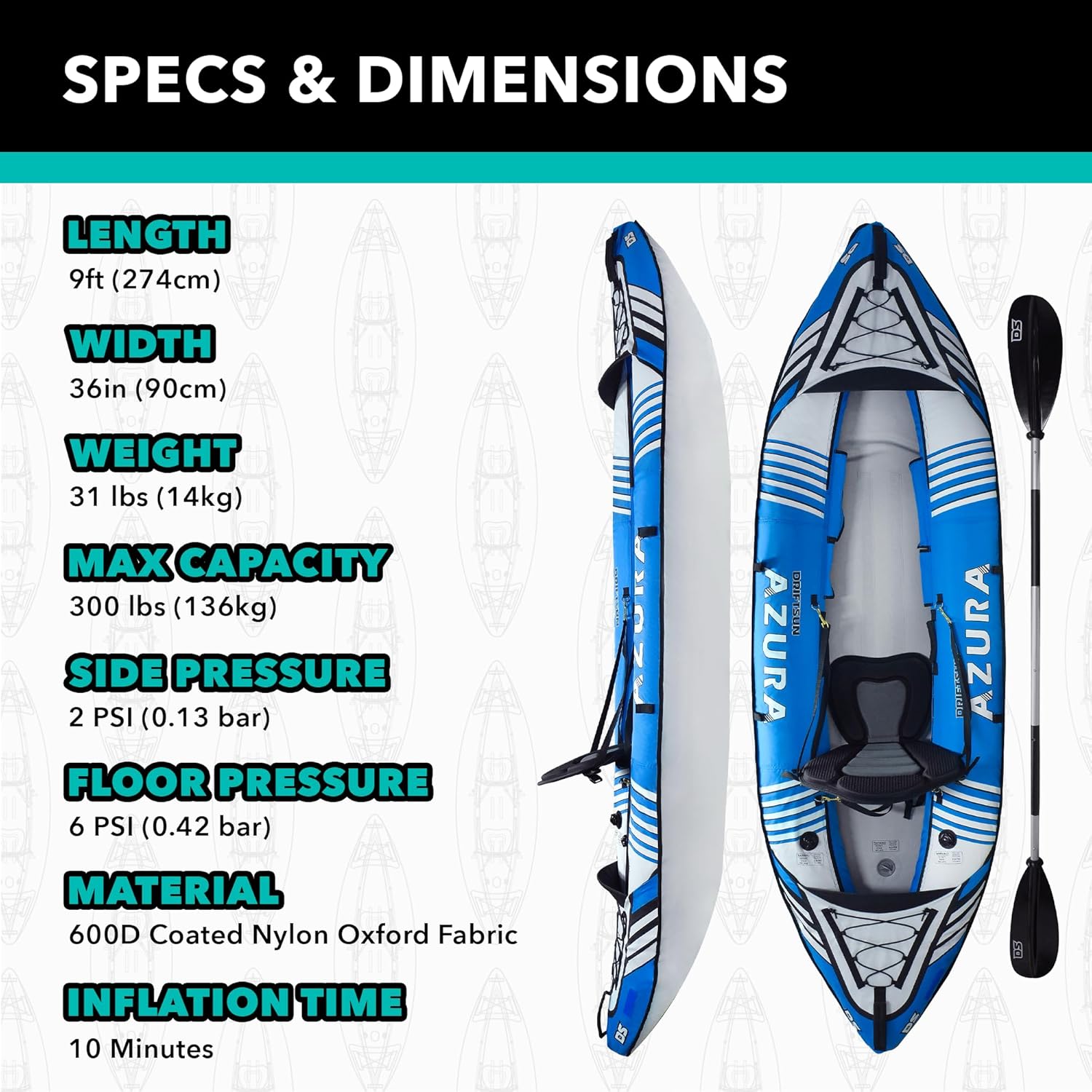Driftsun Rover Inflatable Kayak - Inflatable White Water Kayak - Inflatable 1 and 2 Person Kayaks for Adults