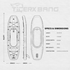 TIGERXBANG 10.2'x35''x8'' Inflatable Kayak with Detachable Seat, SUP-Kayak Set Includes Hand Pump/Aluminum Oar/Backpack