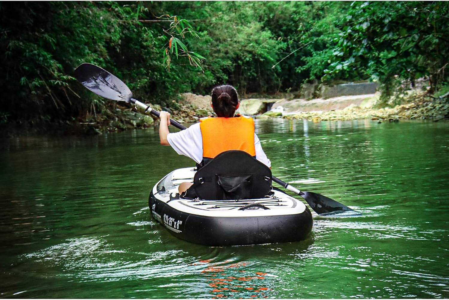 TIGERXBANG 10.2'x35''x8'' Inflatable Kayak with Detachable Seat, SUP-Kayak Set Includes Hand Pump/Aluminum Oar/Backpack