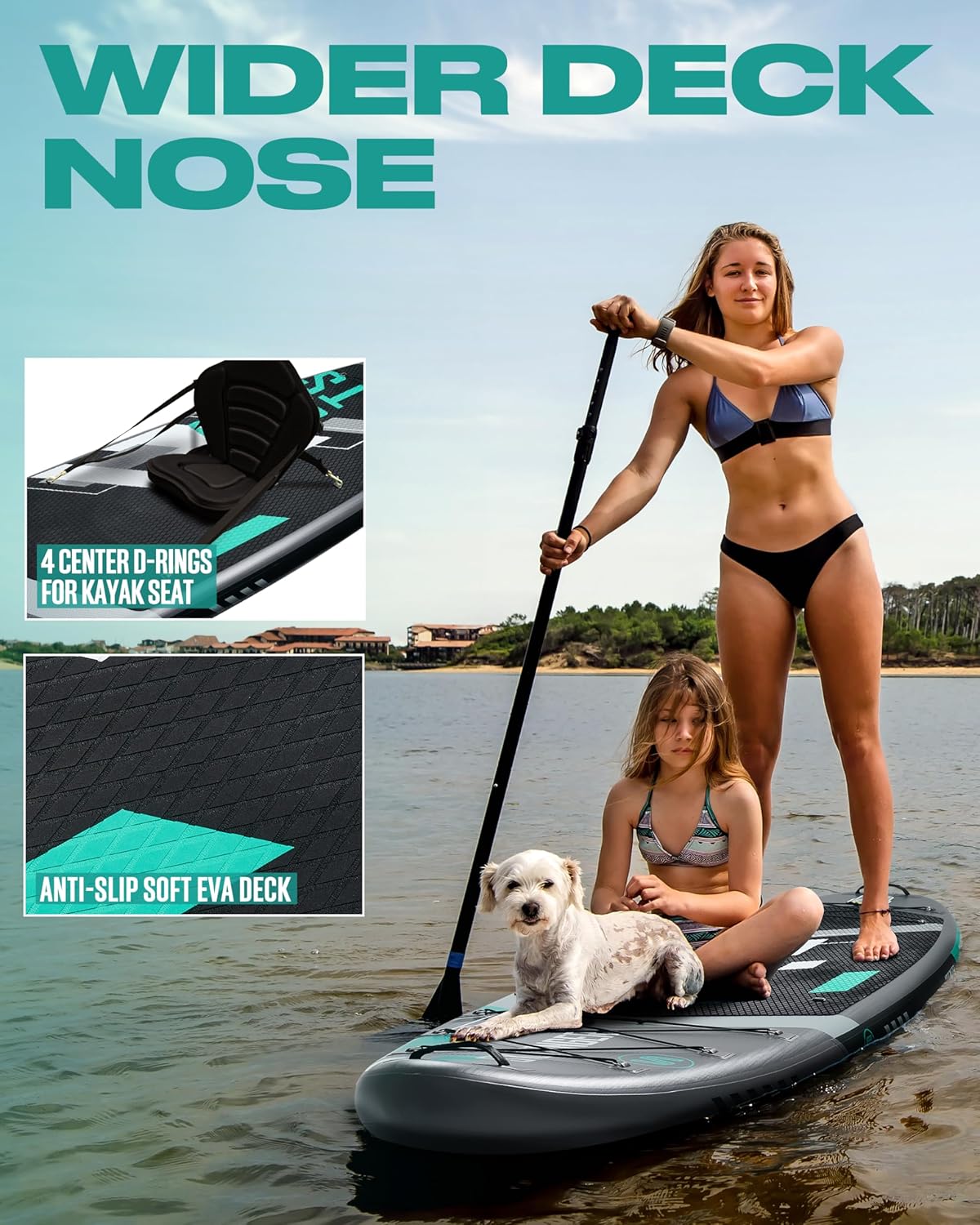 Skatinger 11'6×35" Super Wide Inflatable Paddle Board, Ultra Stable Stand Up Paddleboards
