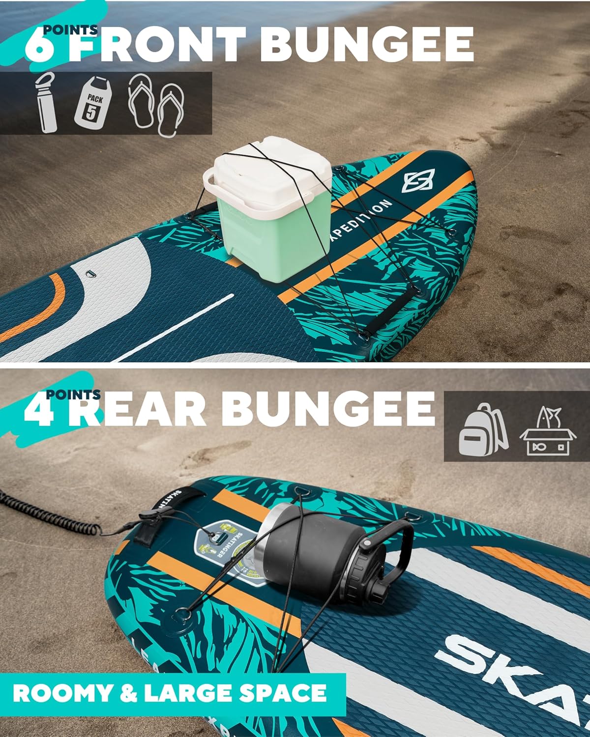 Skatinger 11'6×35" Super Wide Inflatable Paddle Board, Ultra Stable Stand Up Paddleboards, leafy green