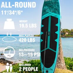 Skatinger 11'x34'' Extra Wide Inflatable Paddle Board, Up to 420lbs Stand-up Paddle Boards for Adults, Stable SUP