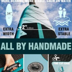 Skatinger 11'x34'' Extra Wide Inflatable Paddle Board, Up to 420lbs Stand-up Paddle Boards for Adults, Stable SUP
