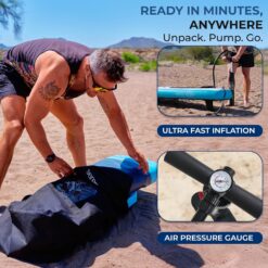 SereneLife Ultra-Light Inflatable Stand Up Paddle Board with Premium SUP Accessories - 350 lbs Capacity