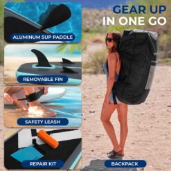 SereneLife Ultra-Light Inflatable Stand Up Paddle Board with Premium SUP Accessories - 350 lbs Capacity