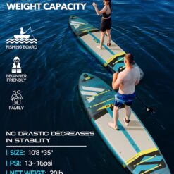 FLYPARK 10'8/11'x35'' Fishing&Family Stable Inflatable Paddle Boards, Extra Wide SUP Paddleboard Inflatable, 430lb/3 People