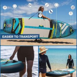 FLYPARK 10'8/11'x35'' Fishing&Family Stable Inflatable Paddle Boards, Extra Wide SUP Paddleboard Inflatable, 430lb/3 People
