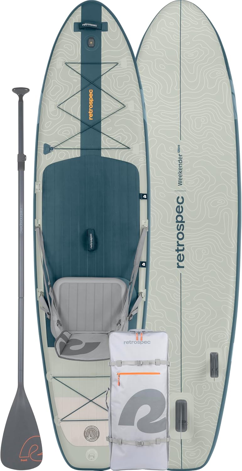 Retrospec Weekender Plus 10' Inflatable Stand Up Paddleboard Double Layer PVC iSUP Bundle w/Carrying case