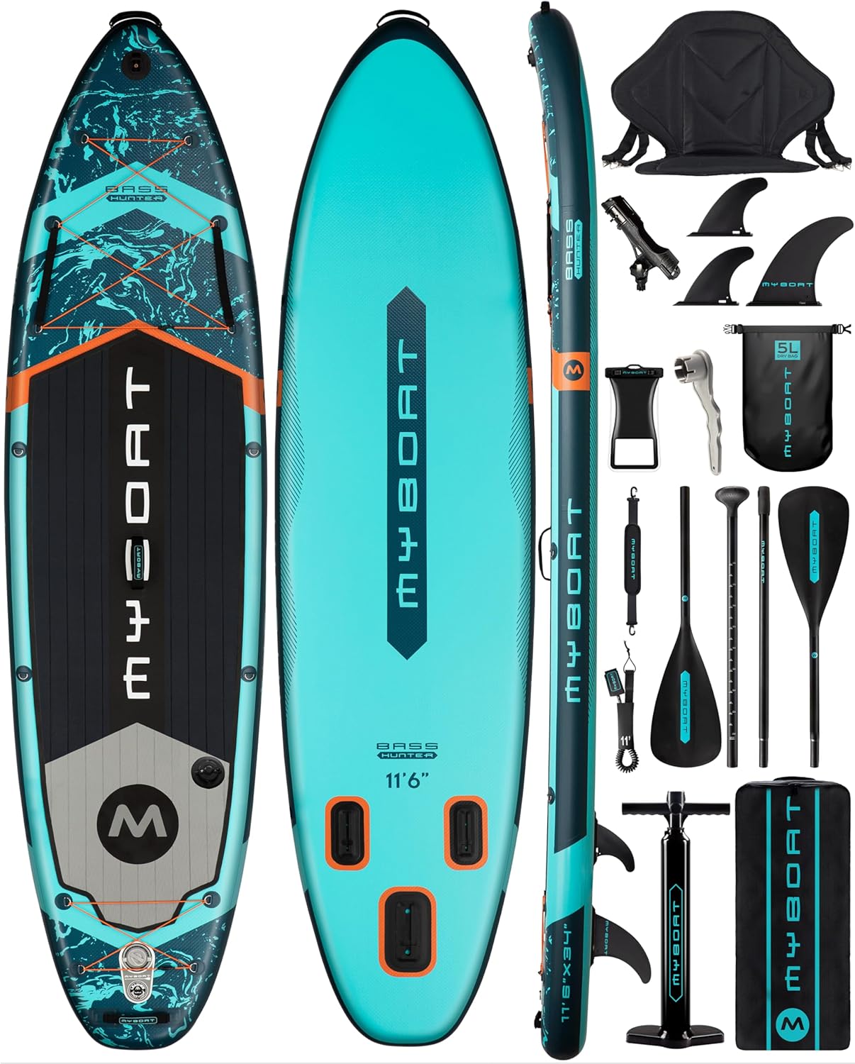 Myboat 11'6"×34"×6" Extra Wide Inflatable Paddle Board, Stand Up Paddle Board for Fishing