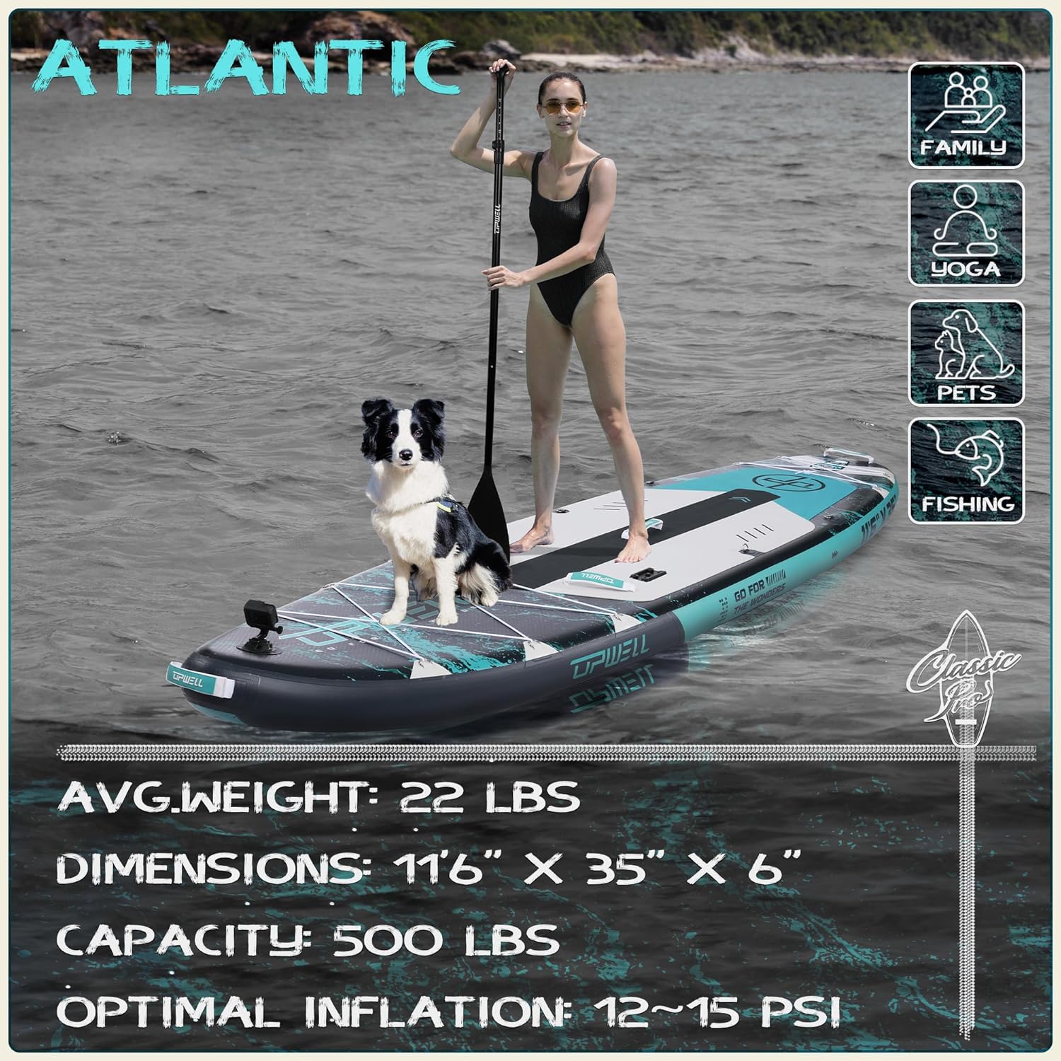 UPWELL 10'6"/11'/11'6" Inflatable Paddle Board, Stand Up Paddlboard for Youth & Adults