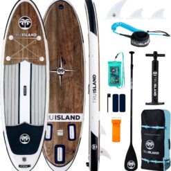 TRUISLAND Inflatable Paddle Board, Stand Up Paddle Board with Backpack, Non-Slip Thickened Deckpad, Waterproof Phone Case, Leash, Paddle, Hand Pump