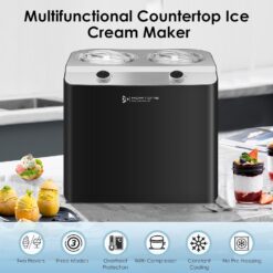 Homtone 2 Flavor Ice Cream Maker, Automatic Compressor Ice Cream Maker Machine