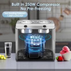 Homtone 2 Flavor Ice Cream Maker, Automatic Compressor Ice Cream Maker Machine