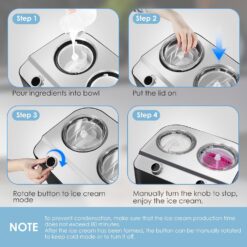 Homtone 2 Flavor Ice Cream Maker, Automatic Compressor Ice Cream Maker Machine