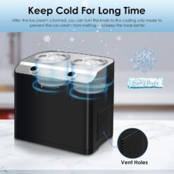 Homtone 2 Flavor Ice Cream Maker, Automatic Compressor Ice Cream Maker Machine