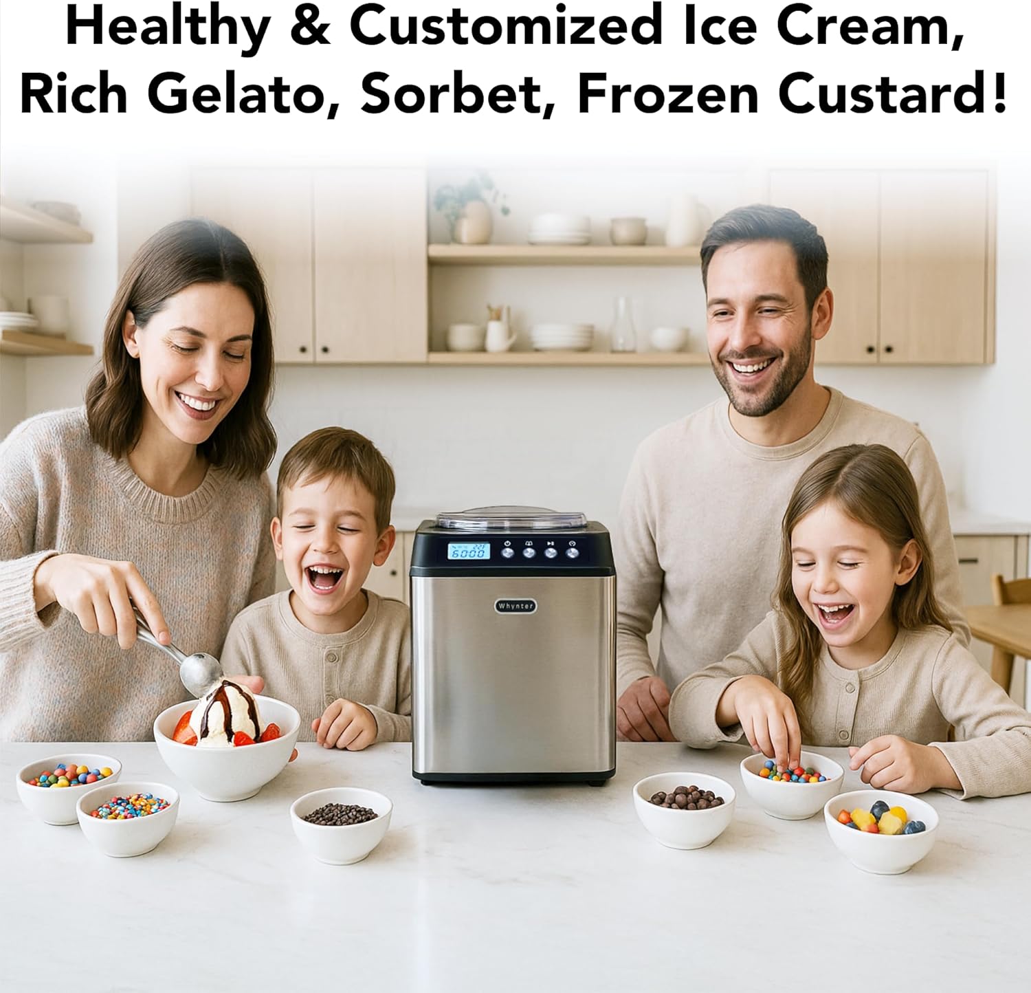 Whynter Ice Cream Maker Machine Automatic 2.1 Qt. Upright, ICM-201SB, Stainless Steel