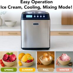 Whynter Ice Cream Maker Machine Automatic 2.1 Qt. Upright, ICM-201SB, Stainless Steel