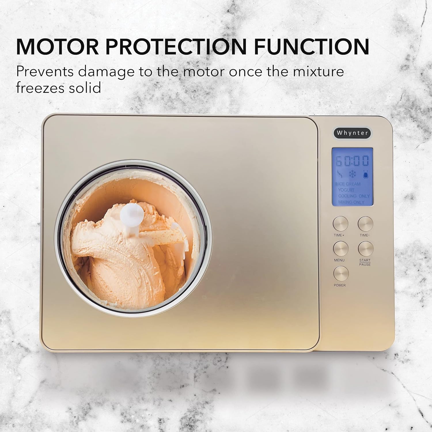 Whynter Ice Cream Maker Machine & Yogurt Automatic 2 Qt., ICM-220CGY, Champagne Gold