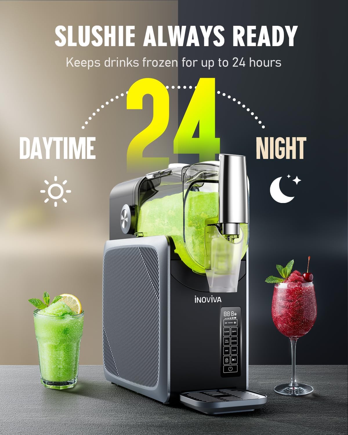 Slushie Machine, No Ice Needed, 68 oz INOVIVA Slushy Machine for Home