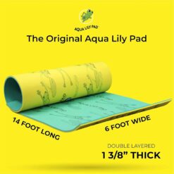 Aqua Lily Pad Original Floating Water Mat Island Float Layer FlexCore Green/Yellow Foam Raft, Made in The USA, ‎14 Foot
