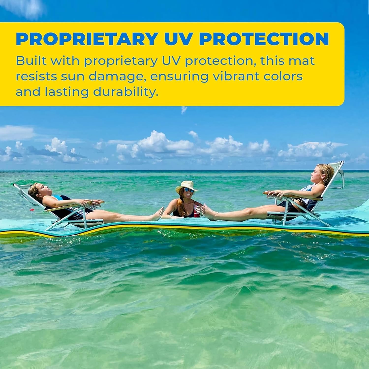 Aqua Lily Pad Original Floating Water Mat Island Float Layer FlexCore Green/Yellow Foam Raft, Made in The USA, 9 Foot