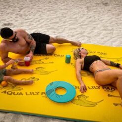 Aqua Lily Pad Original Floating Water Mat Island Float Layer FlexCore Green/Yellow Foam Raft, Made in The USA, 9 Foot