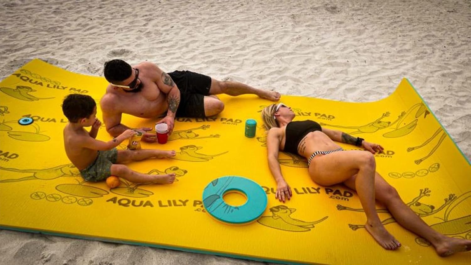 Aqua Lily Pad Original Floating Water Mat Island Float Layer FlexCore Green/Yellow Foam Raft, Made in The USA, 9 Foot