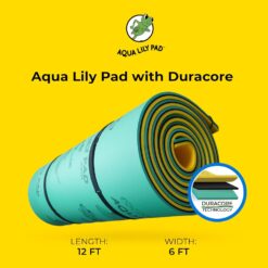 Aqua Lily Pad Original Floating Water Mat Island Float Layer FlexCore Green/Yellow Foam Raft, Made in The USA, 12 Foot