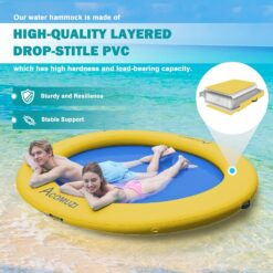 Water Hammock Inflatable Floating Dock, Round Floating Ring Lake Floats for Adults, ‎Yellow+Blue, 8FT