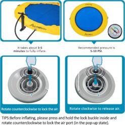 Water Hammock Inflatable Floating Dock, Round Floating Ring Lake Floats for Adults, ‎Yellow+Blue, 8FT