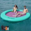 Water Hammock Inflatable Floating Dock, Round Floating Ring Lake Floats for Adults, Mint Green+Pink, 8FT