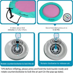Water Hammock Inflatable Floating Dock, Round Floating Ring Lake Floats for Adults, Mint Green+Pink, 8FT