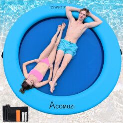 ACOMUZI Water Hammock Inflatable Floating Dock, Round Floating Ring Lake Floats for Adults, ‎Sky Blue, 8FT