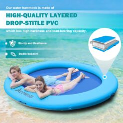 ACOMUZI Water Hammock Inflatable Floating Dock, Round Floating Ring Lake Floats for Adults, ‎Sky Blue, 8FT