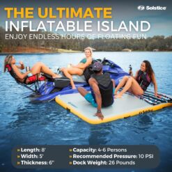SOLSTICE 6-Person Classic Inflatable Dock, Floating Water Raft Platform, 8ft x 5ft