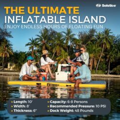 SOLSTICE 8-Person Classic Inflatable Dock, Floating Water Raft Platform, 10ft x 8ft