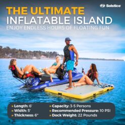 SOLSTICE 5-Person Classic Inflatable Dock, Floating Water Raft Platform, 6ft x 5ft